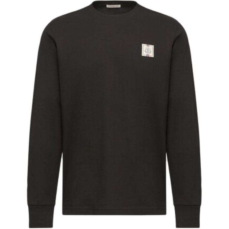 Moncler T Shirts Men's Black Crew Neck Moderate Straight Fit