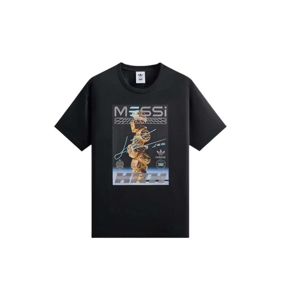 Adidas Originals X KITH X MESSI T Shirts Men's Black Crew Neck Moderate