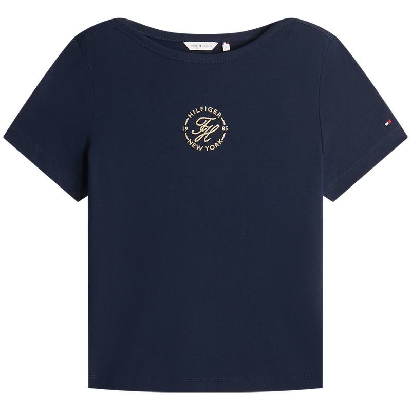 Tommy Hilfiger T Shirts Women's Navy Blue C1G Crew Neck Moderate