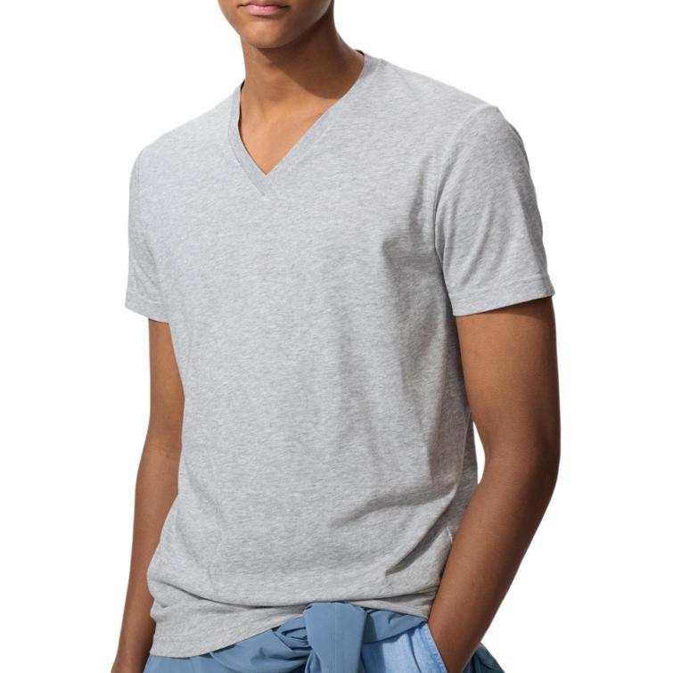UNIQLO T Shirts Unisex Gray V Neck