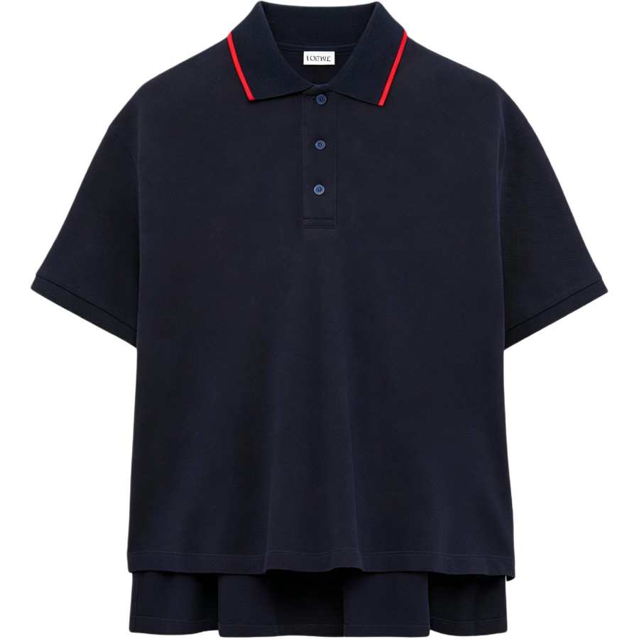 LOEWE Polo Shirts Women's Dark Blue Polo Collar Moderate Straight Fit