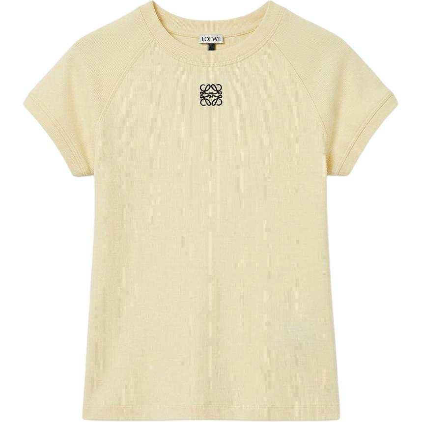 LOEWE T Shirts Women's Light Yellow Crew Neck Moderate Straight Fit