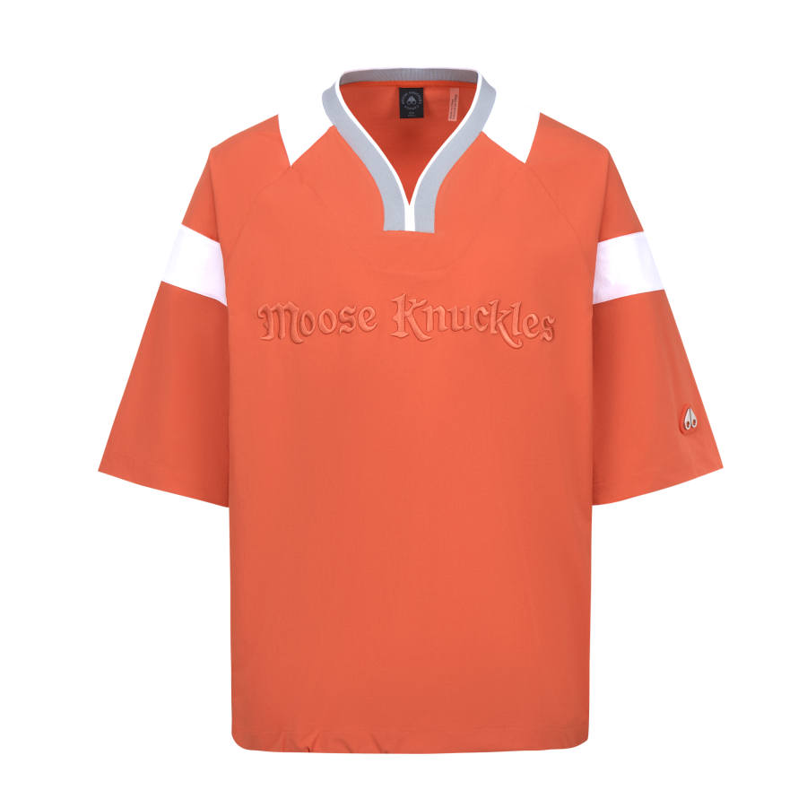 Moose Knuckles T Shirts Men's Orange V Neck Thin Straight Fit
