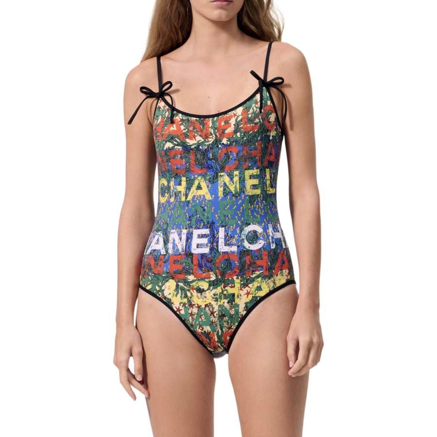 CHANEL One Piece Swimsuits Women's Multicolor Moderate Triangle One Piece Swimsuit