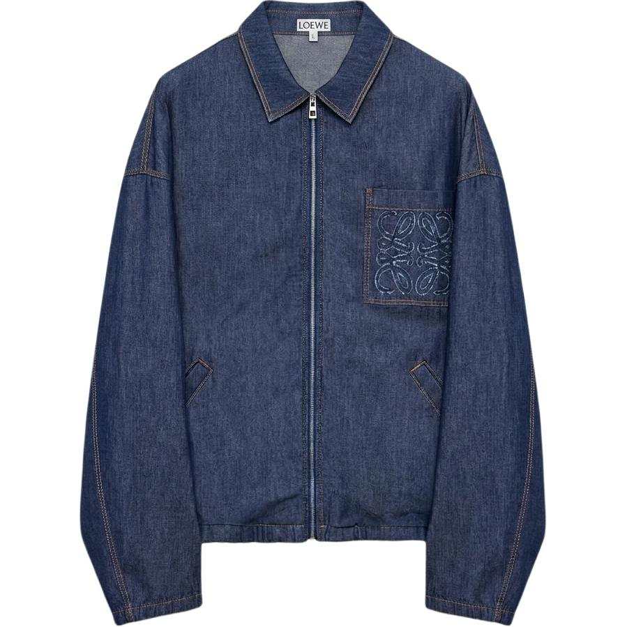LOEWE Denim Jackets Men's Denim Blue Lapel Moderate Straight Fit