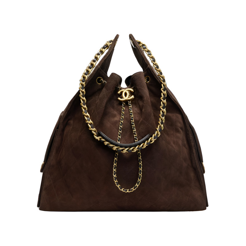 CHANEL 25Bag Suede Calfskin With Suede Shoulder Bag Large Women's Dark Brown