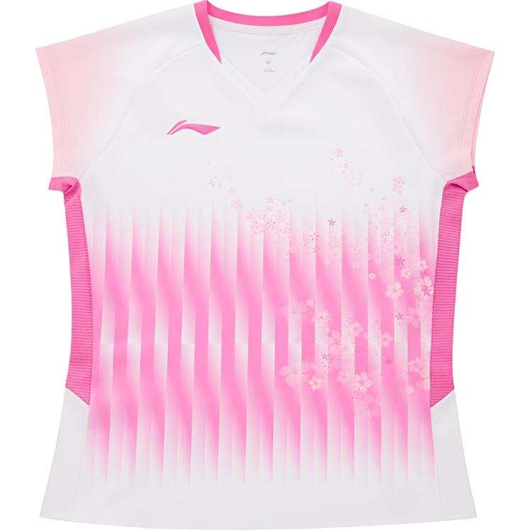 Li-Ning Li Ning Badminton Jerseys Women's White V Neck Moderate