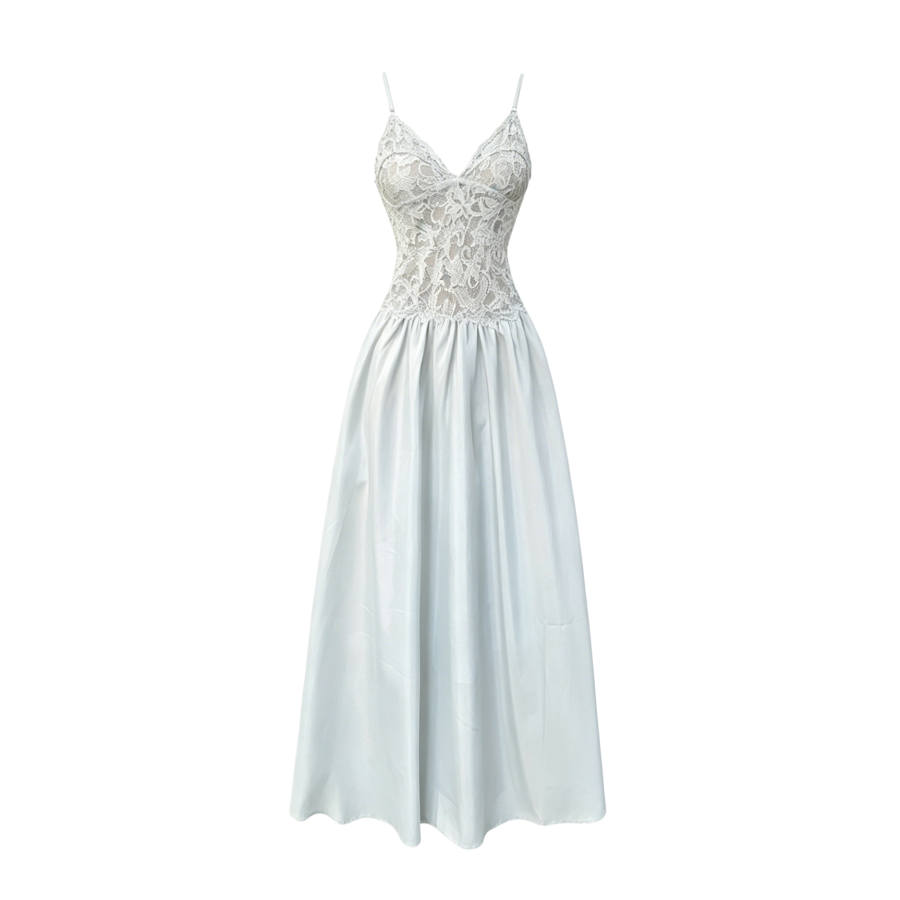 TUSHIFEI Slip Dresses Women's Gray Blue Camisole Moderate Long Skirt A Line Skirt
