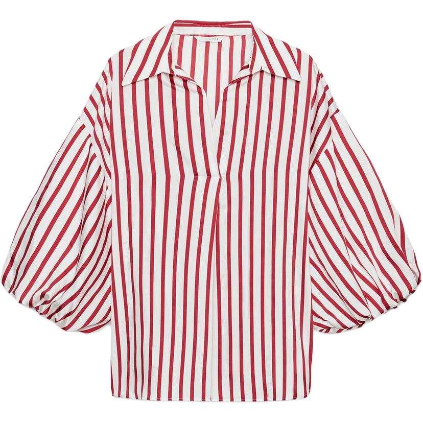 ZARA Shirts Women's Red/White Lapel