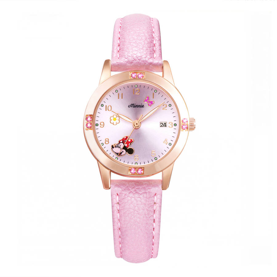 Disney Minnie Quartz Movement PU Strap Watch Kids' Pink Watch Dial
