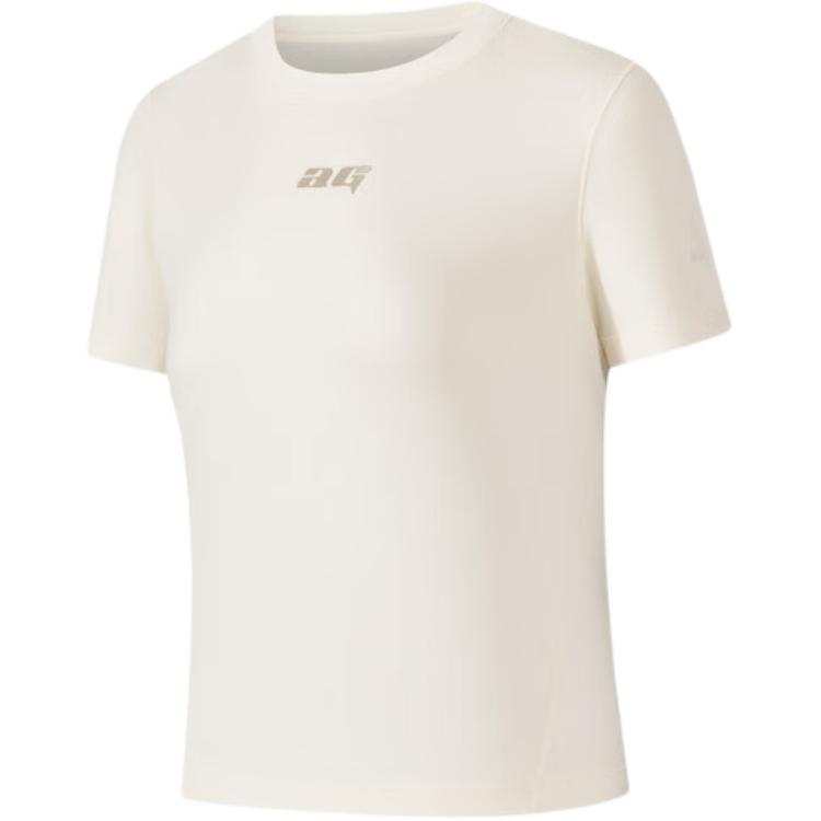 ANTA T Shirts Women's Beige Yellow Crew Neck Moderate Straight Fit