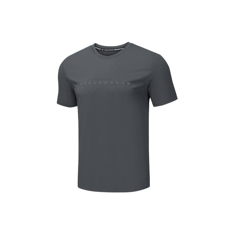 Skechers T Shirts Men's Premium Black Gray 0715 Crew Neck Moderate Straight Fit