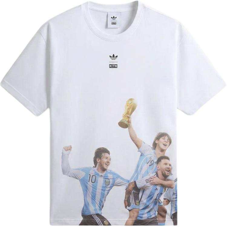 Adidas Originals X KITH X MESSI T Shirts Men's White Crew Neck Moderate