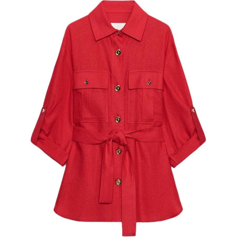 ZARA Shirts Women's Red Lapel