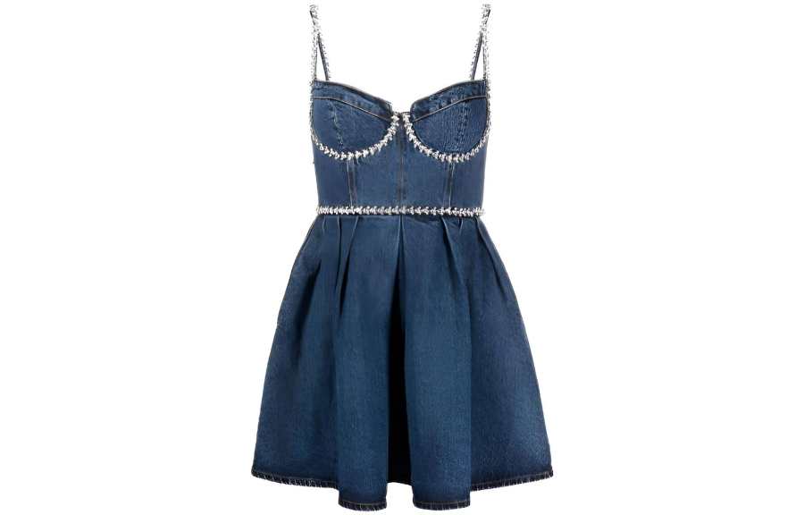 Self-portrait Crystal-embellishment Denim Minidress