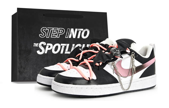 Nike Nike Court Borough Skateboard Shoes Unisex Low Top Black & White & Pink