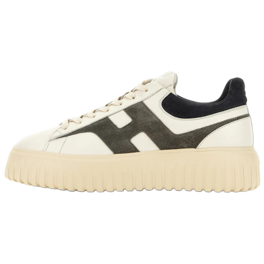 HOGAN H Stripes Skateboard Shoes Men's Low Top Ivory Gray Blue