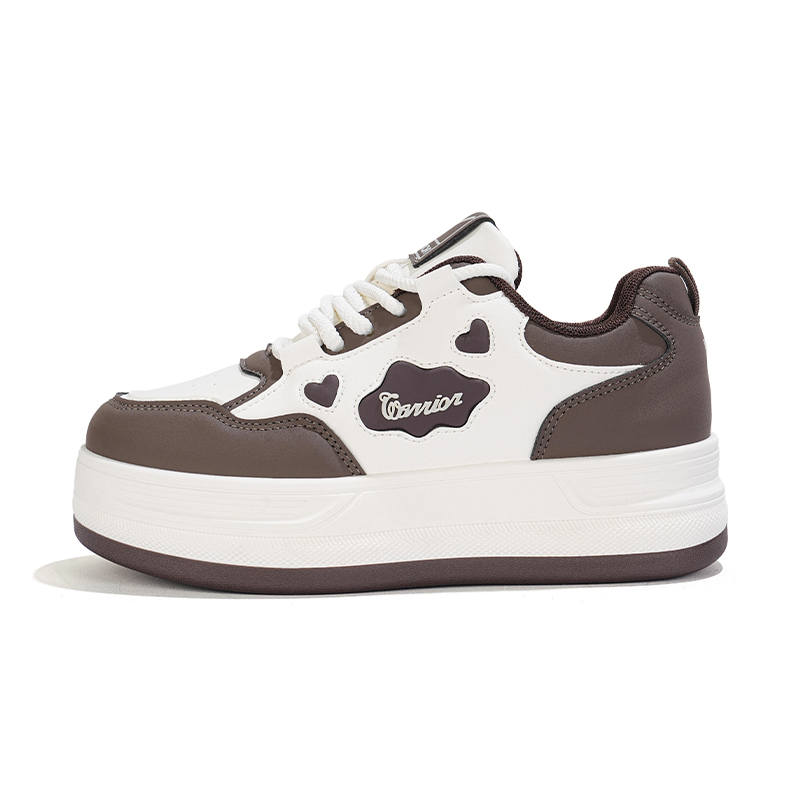 WARRIOR Skateboard Shoes Women's Low Top Beige Brown