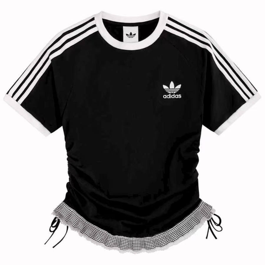 Adidas Originals ADICOLOR CLASSICS T Shirts Women's Black Crew Neck Thin Nipped In Waist