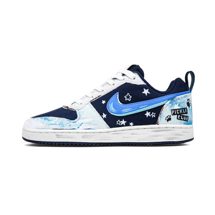 Nike Nike Court Borough Looking Up Starry Sky Leather Abrasion Resistant Low top Skateboard Shoes Men's Black Blue
