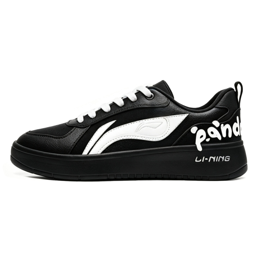 Li-Ning Li Ning Wheat Age Furious Rider Panda Synthetic Leather Balance Low top Athletic Shoes Unisex Black White