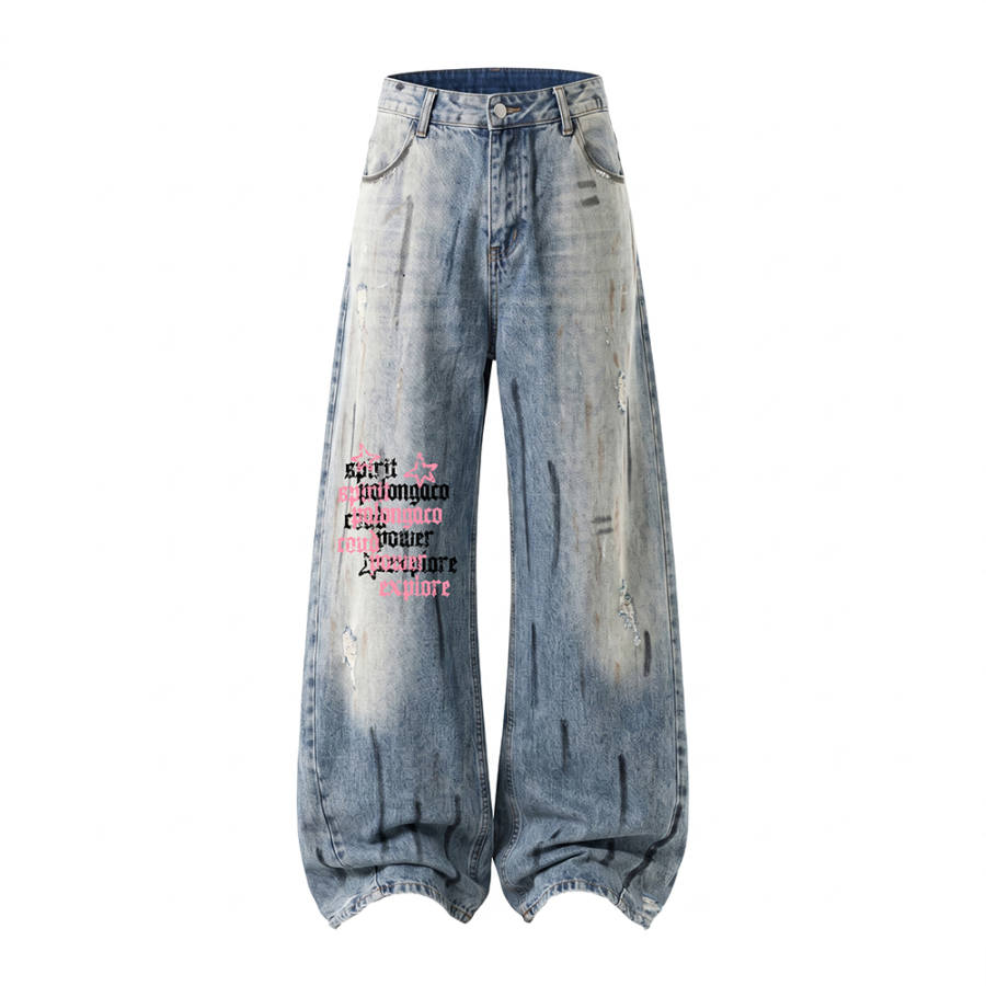 PAL ONGACO Jeans Unisex Blue Moderate Wide Leg Pants