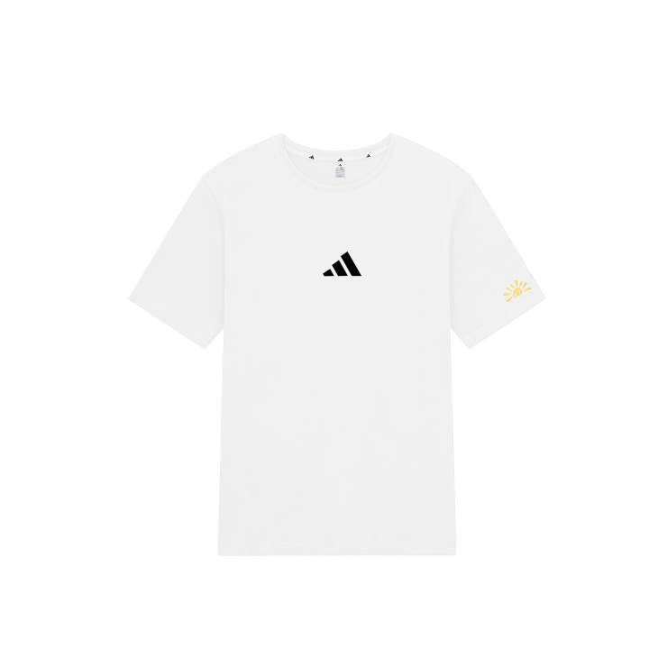 Adidas Adidas Essential T Shirts Unisex White/Yellow Sun Crew Neck Thin Straight Fit
