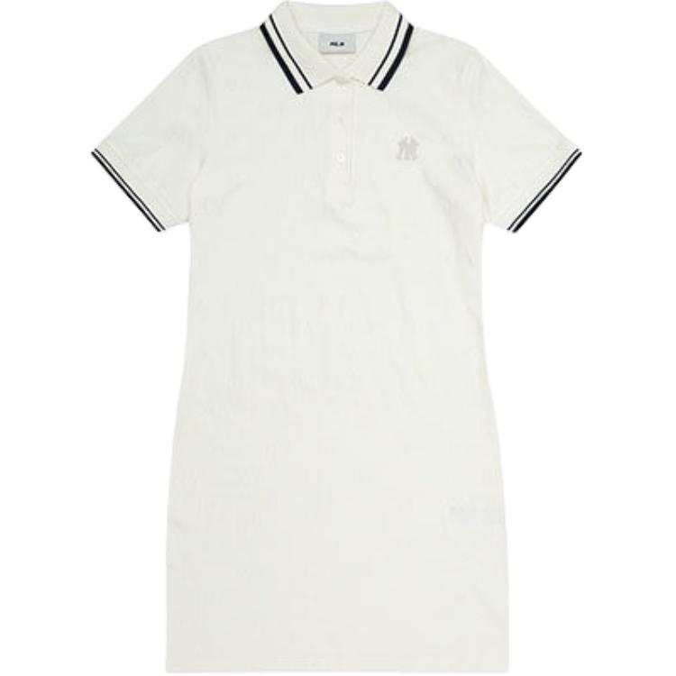MLB Long Sleeved Dresses Women's White/Black Polo Collar Moderate Short Skirt