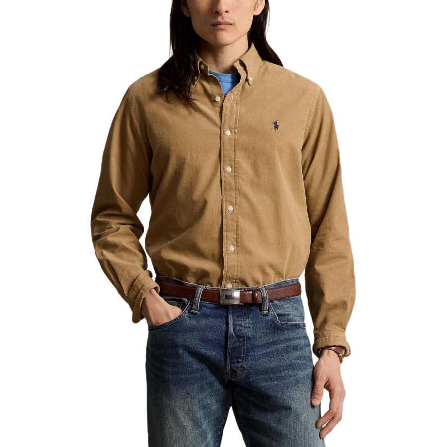 Polo Ralph Lauren Shirts Men's Brown Lapel Moderate Straight Fit