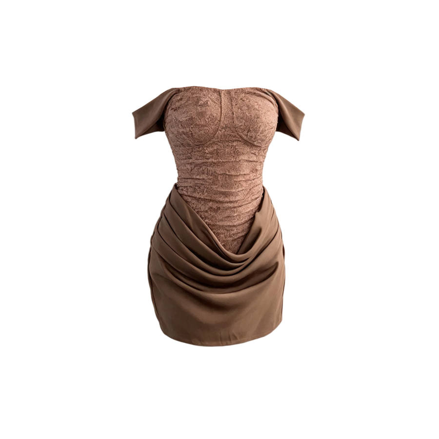 TUSHIFEI Sleeveless Dresses Women's Image Color Boat Neck Moderate Short Skirt Bodycon Skirt