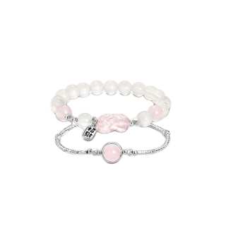 STYLEJING Pink Crystal Beaded Bracelets Women's