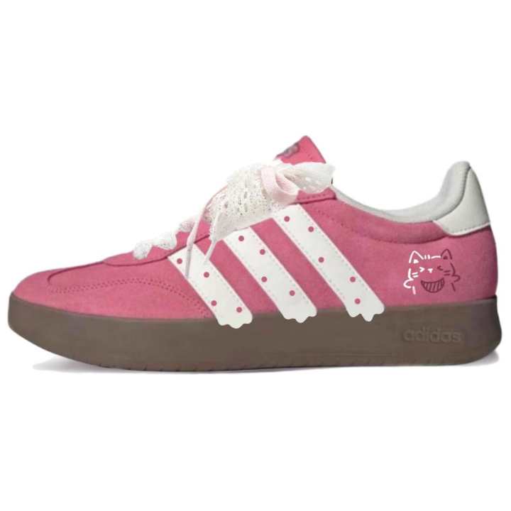 Adidas Adidas BARREDA German Army Trainers Unisex Low Top Pink & White & Brown