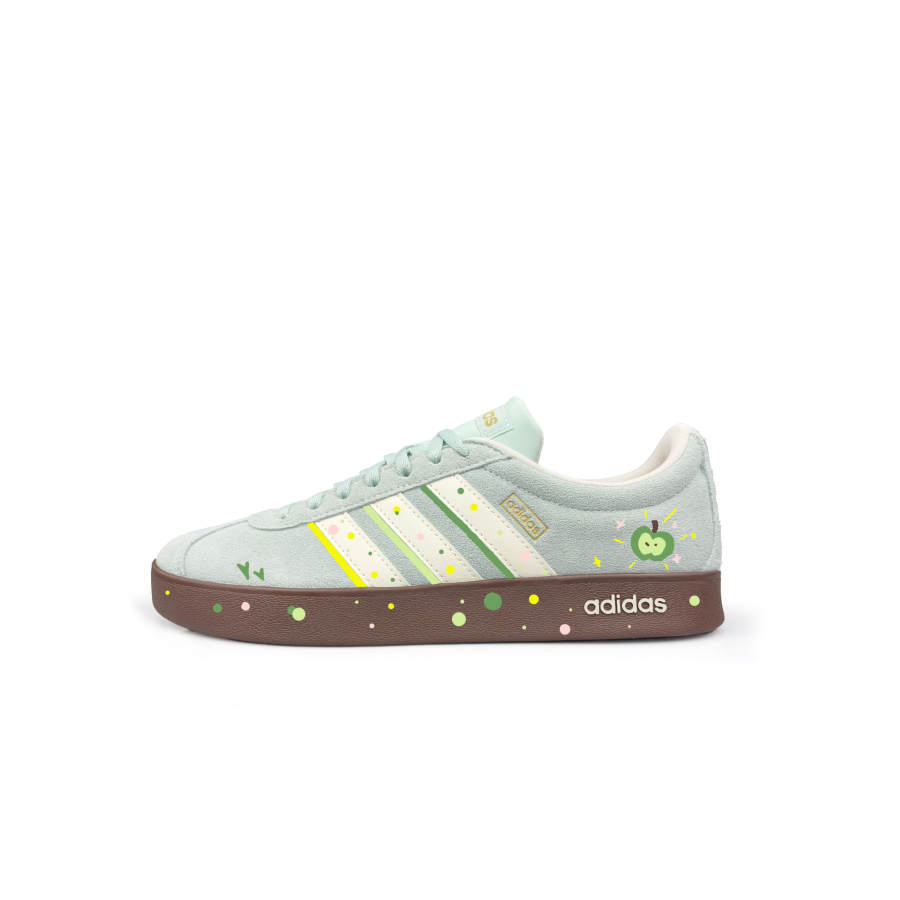 Adidas Adidas Vl Court Classic German Army Trainers Unisex Low Top Light Green & Beige White & Brown