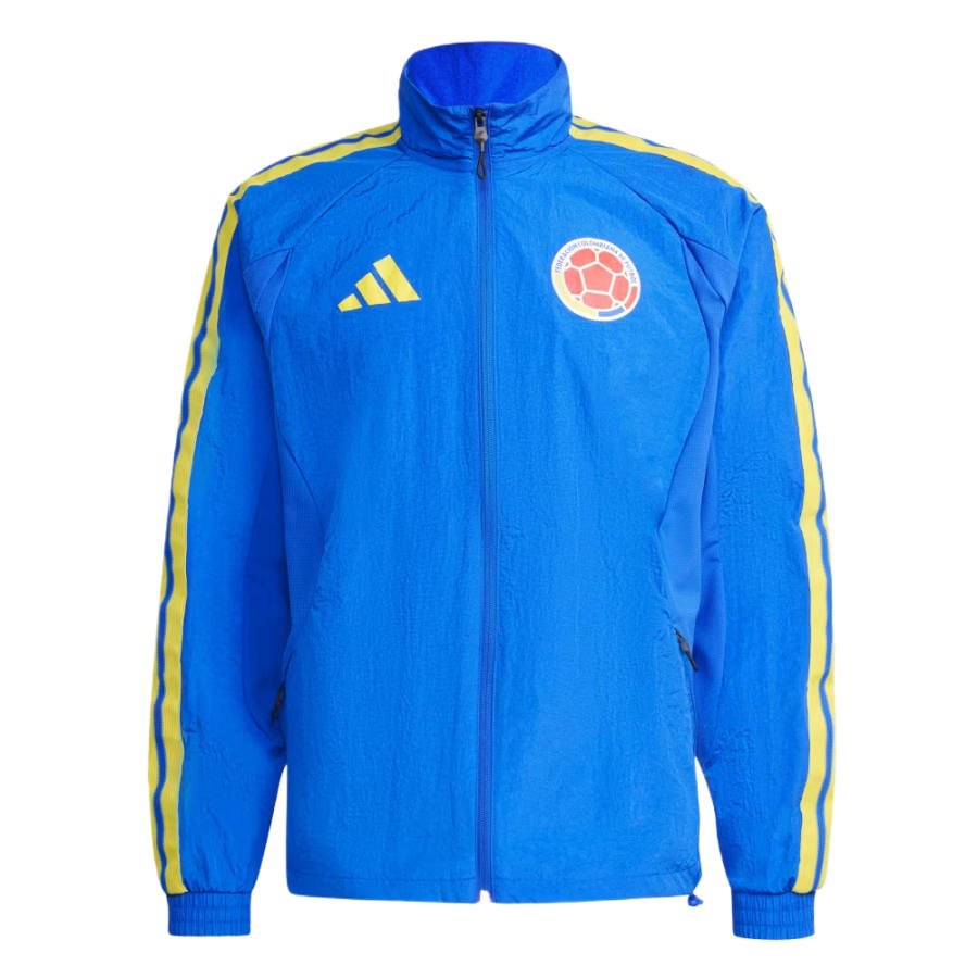 Adidas Adidas Colombia National Team Soccer Jerseys Men's Fluorescent Blue Stand Collar Moderate