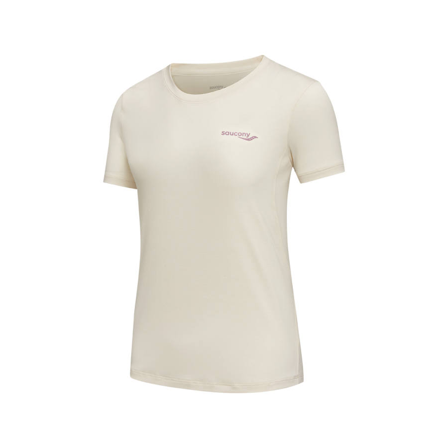 Saucony T Shirts Women's Cream White Crew Neck Moderate