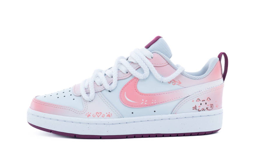 Nike Nike Court Borough 2 Milk Cat Peach Synthetic Leather Abrasion Resistant Slip Resistant Low top Skateboard Shoes