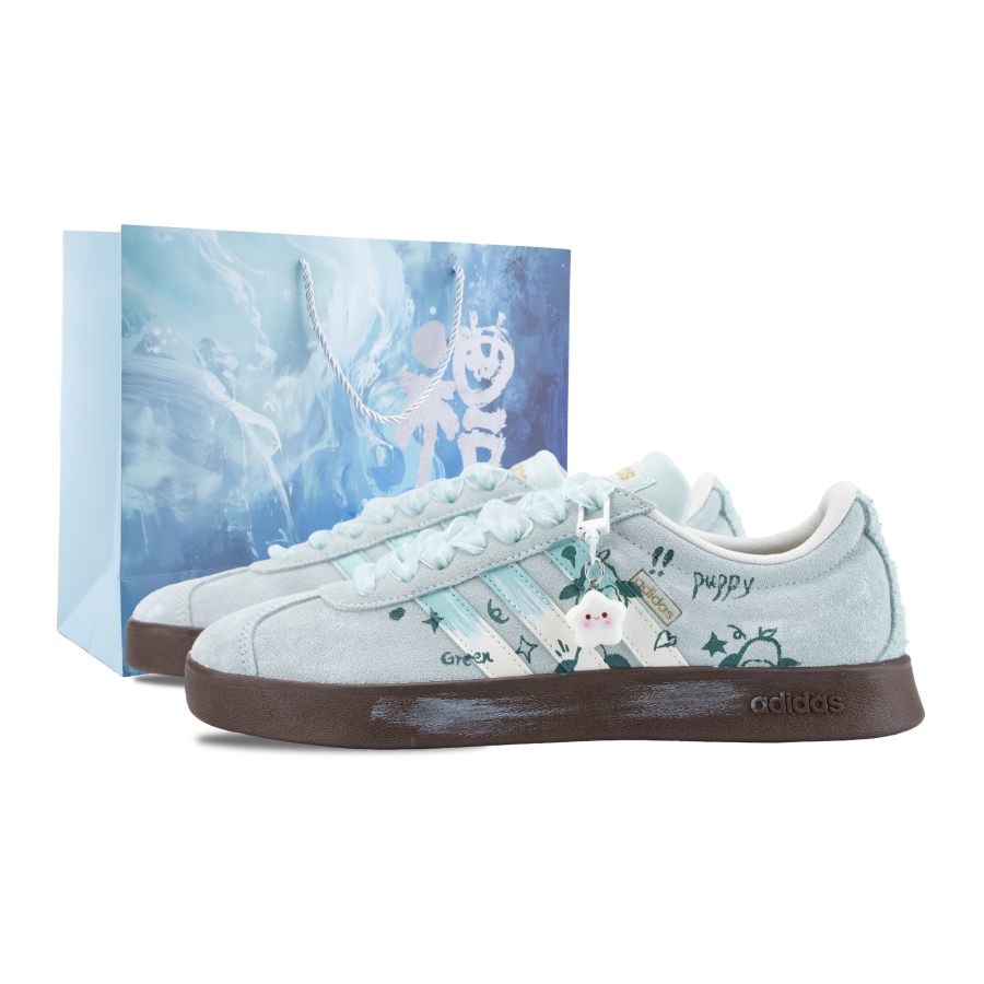 Adidas Adidas Vl Court Classic Green Grape Puppy Ice Abrasion Resistant Low top German Army Trainers Women's White Green