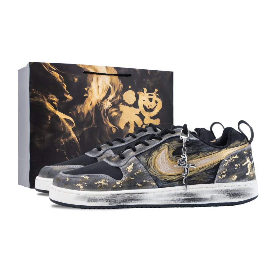 Nike Nike Court Borough Twilight Gilded Slip Resistant Abrasion Resistant Low top Skateboard Shoes Men's Gold Black