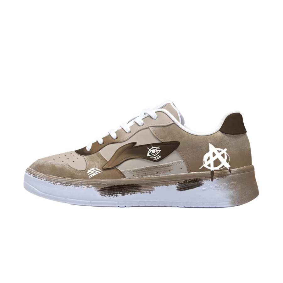 Li-Ning Li Ning Floating Boat Abrasion Resistant Lightweight Low top Skateboard Shoes Unisex Camel