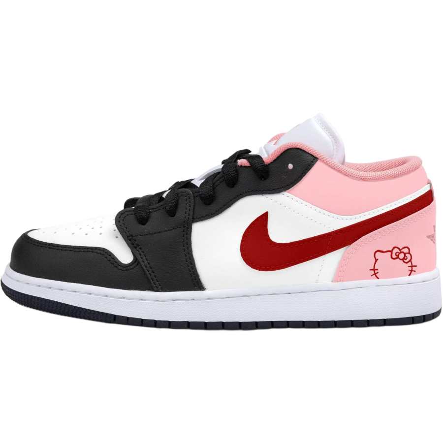 Jordan Jordan Air Jordan 1 Red Ink Meow Order Low top Children's Basketball Shoes White Pink Unisex