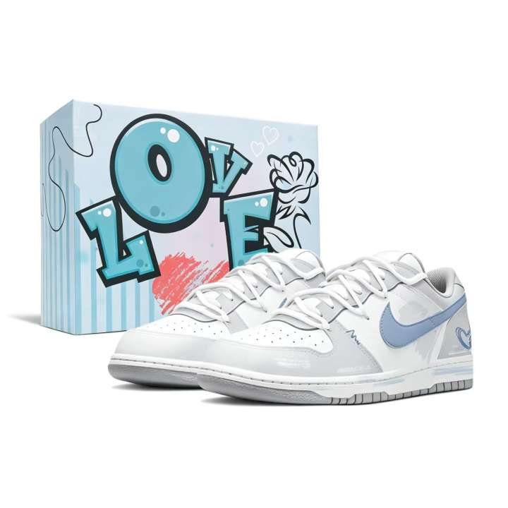 Nike Nike Big Azure Heart Box Included Leather Abrasion Resistant Breathable Low top Skateboard Shoes Unisex