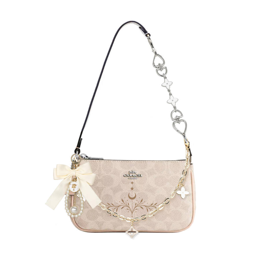COACH Nolita Artificial Leather Shoulder Bag Small Women's Apricot