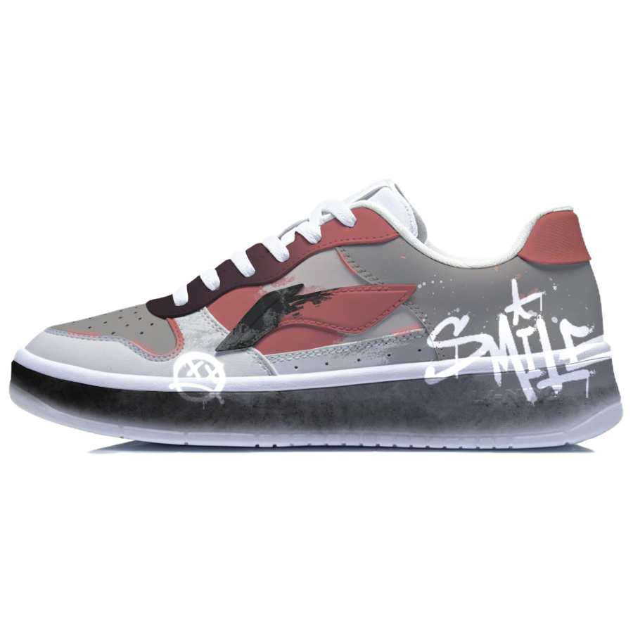 Li-Ning Li Ning Floating Boat Skateboard Shoes Women's Low Top Red Gray