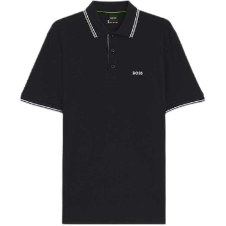 HUGO BOSS Polo Shirts Men's Dark Blue Polo Collar Moderate Straight Fit