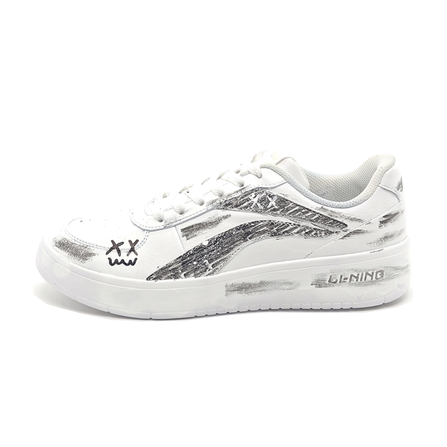 Li-Ning Li Ning Chinese Fashion Trend, Campus, Preppy Style Leather Coverage Thermal Slip Resistant Low top Skateboard Shoes
