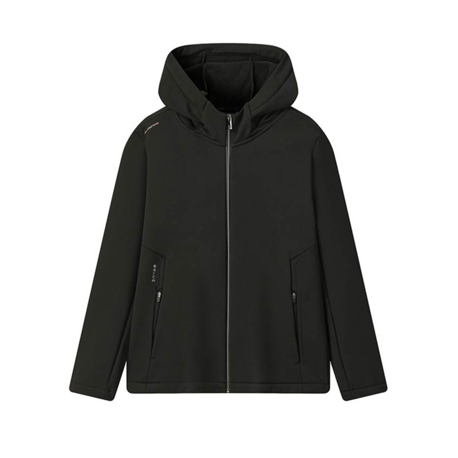 FILA Jackets Men's Jet Black Hooded Fleece Lined Cardigan