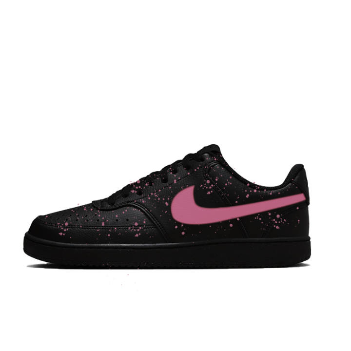 Nike Nike Court Vision Low top Skateboard Shoes Men's Black Pink Ink Splatter