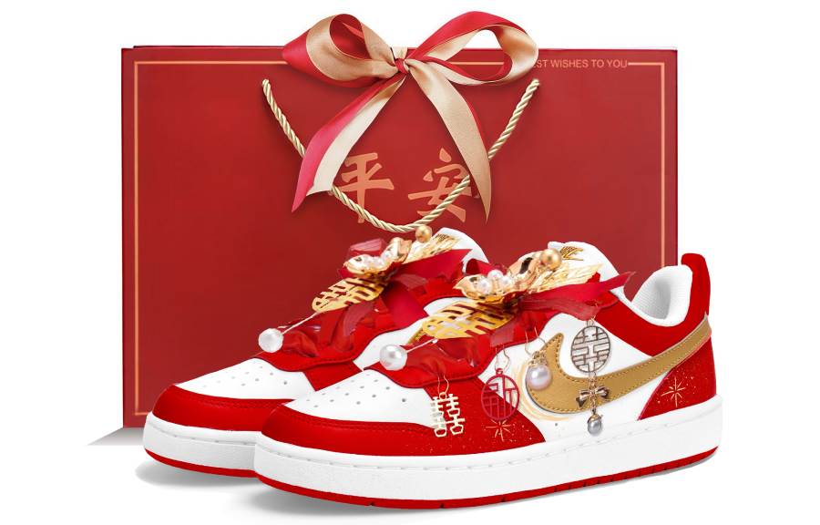 Nike Nike Court Borough 2 Low top Skateboard Shoes Unisex White Red
