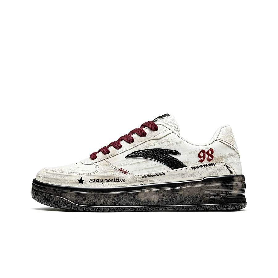ANTA Light Course V2 Skateboard Shoes Men's Low Top Black White Red