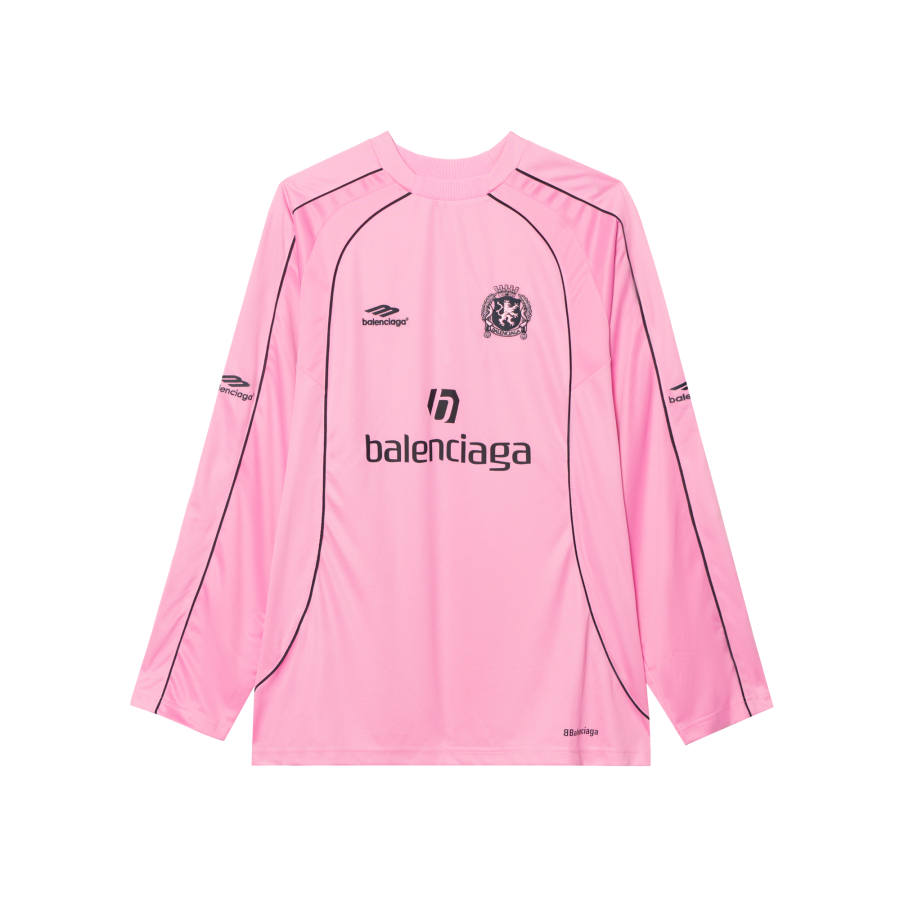 Balenciaga T Shirts Unisex Pink Crew Neck Moderate Straight Fit